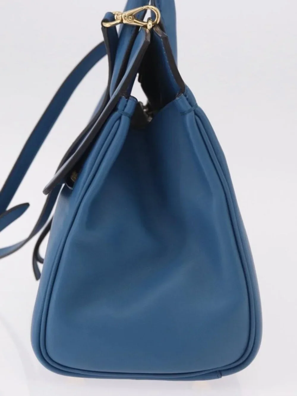 Salvatore Ferragamo Gancini Studio bag Bag Leather 2way Blue Gold Auth ka4871V